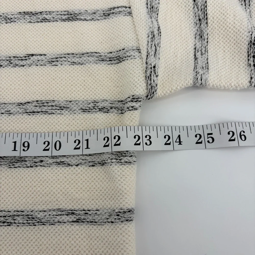 LOFT Women M‎ Sweater Cream Striped Cowl Neck Relaxed Fit Coastal Grandma Cozy